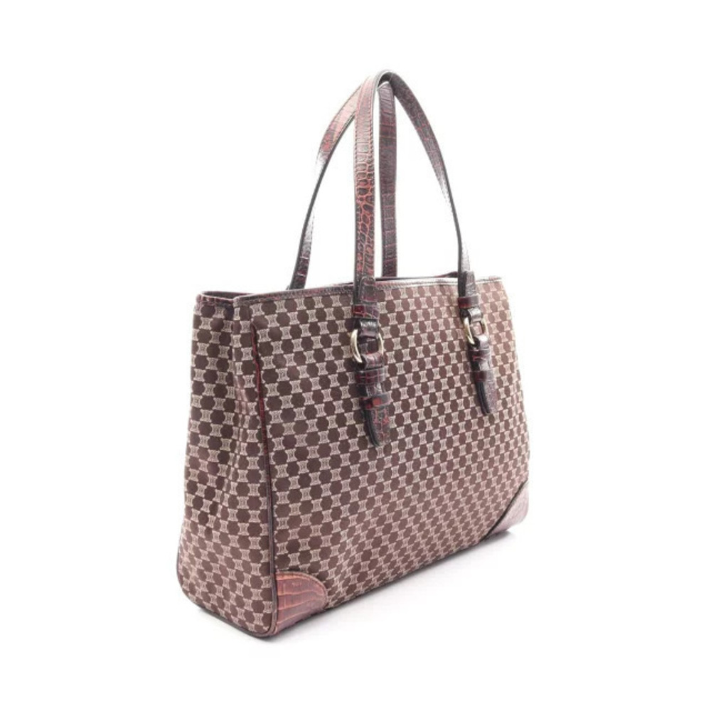 Celine Tote Canvas Bag Brown Macadam Leather Brown